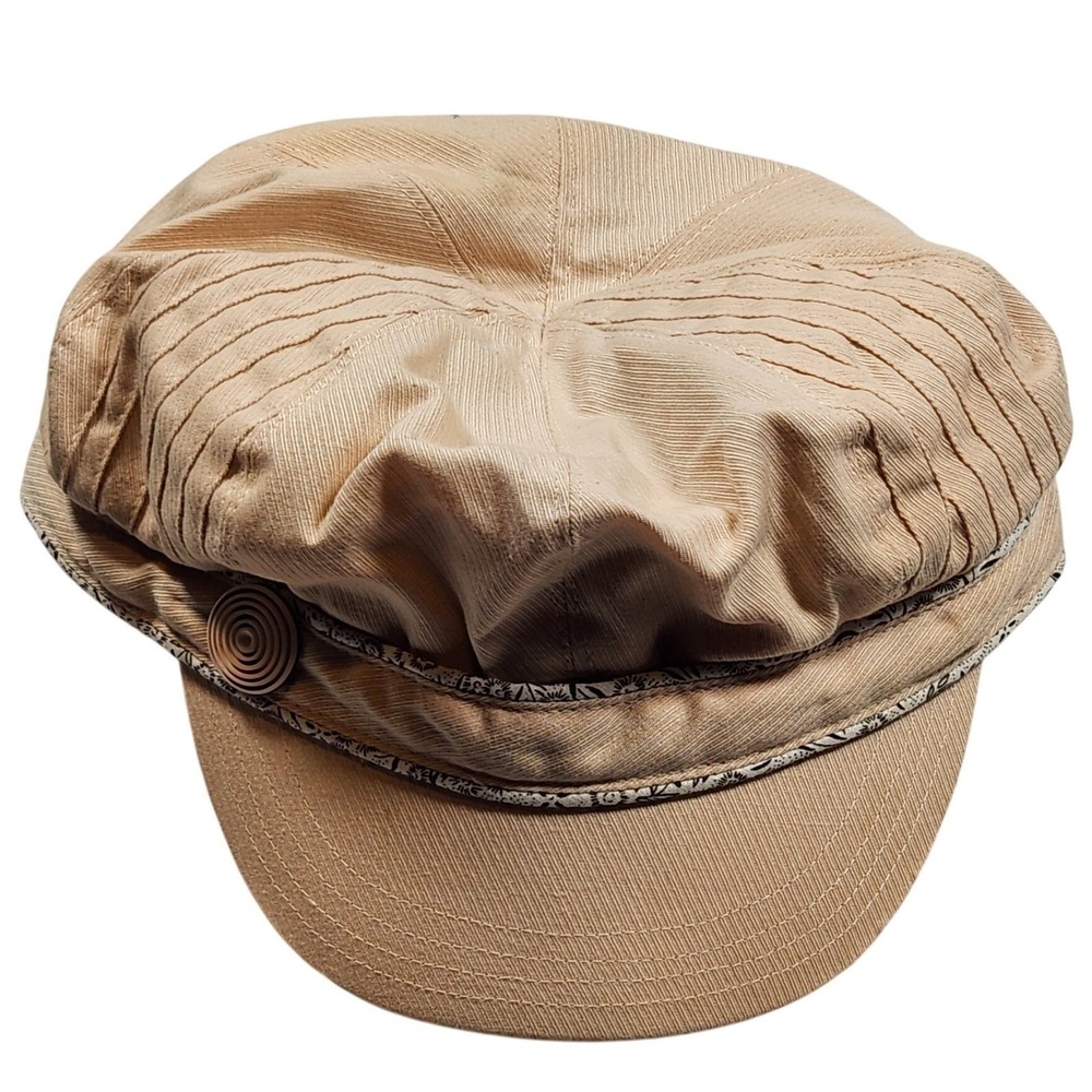Wallaroo Hat Co. Newsboy‎ Cap Beige "Olivia" W Collection Floral Lining Retired